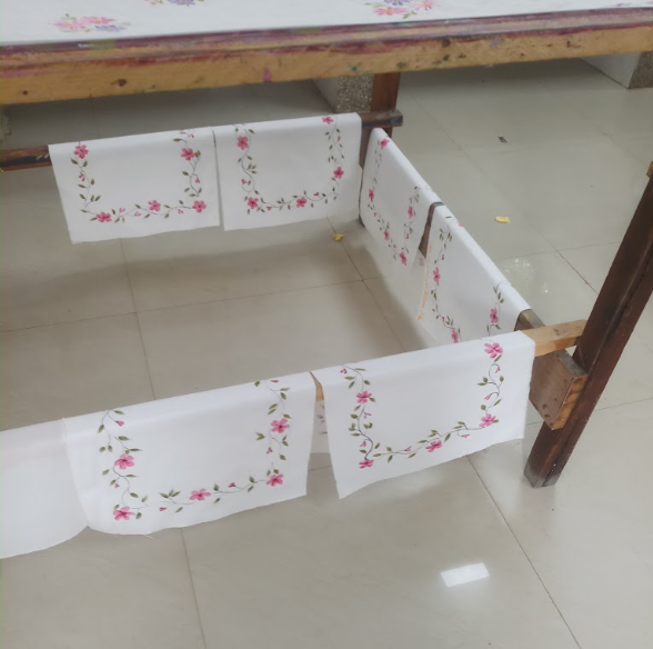 Fabric drying on wooden frame